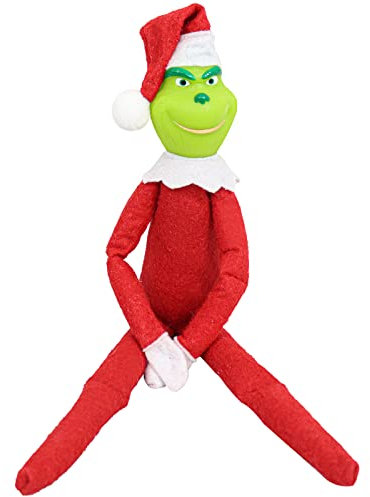 Fehodun Grinch PlüSchtier Grinch Elf mit Weihnachtsmütze Weihnachtself Puppe Weihnachtsdeko with Red and Green füR Haus Dekoration