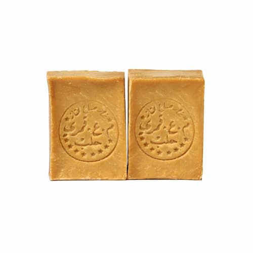 BIO JALAL - Original Alepposeife mit 50% Lorbeeröl 2 Stück à 200 g (400 g) - Handgefertigt in der Türkei - 100% natürliche Seife für die Pflege und Hygiene des Körpers von Gesicht und Haar