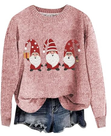 YCBMINGCAN Angebote Tages Blitzangebote Wollpullover Damen Lustige Weihnachtspullover Damen Strickpullover Winter Rundhals Pulli Lose Sweatshirt Damen Langarm Oberteile Warm Oberteile Tunika Tops