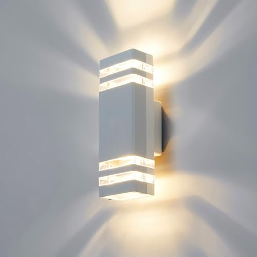 CELAVY LED Wandleuchte Wandlampe aussen - IP65 Außenlampe Aussenlampe Wand, GU10 Up Down Außenleuchte Aussenleuchte Außenwandleuchte Außenbeleuchtung Lampe Hauswand Terrasse Haus Außen, Hellgrau