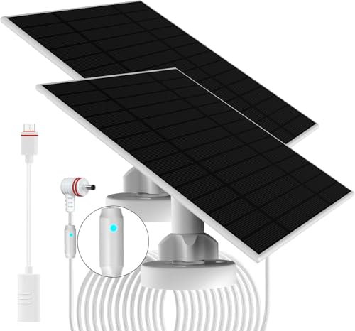 2 Packs 6W Solar Panels with Charge Alert, for Ring Cameras with Rechargeable Batteries, Compatible with Spotlight Cam, Stick Up Cam/Pro, Spotlight Cam Plus/Pro, 13.2ft/4m Charging Cable