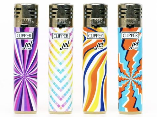 Lot 4 briquets Clipper Jet Flame tempête Rechargeable Chalumeau électronique - Splash 2 + 1 Cadeau RLBSL Offert !