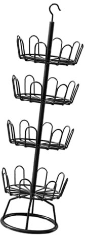 Milageto Drehbares Schuhregal, Schuhaufhänger, Mehrzweck-Schuhregal, Robustes rundes Schuh-Organizer-Regal, Schuhbaum-Regal für den Innen- und Außenbereich im, Schwarz