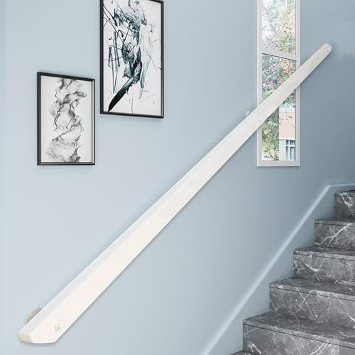 Pasamanos Escalera De Madera, Madera Barandilla Interior, Antideslizante Barandillas de Seguridad con soportes, Contra la Pared Kit de Barra de Agarre de Seguridad Para Ancianos y Niños (F, 200CM)