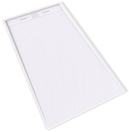 HIEMAL Receveur de douche 90 x 160 cm résine Blanc aspect ardoise + bonde incluse - Salle de bain