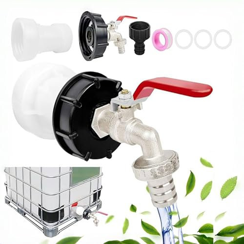 Jiahuade Adaptador de Depósito IBC,Grifo Depósito IBC,Grifo deposito 1000 litros,3/4 Adaptador Tanque IBC,Adaptador de Grifo IBC,para Exterior Jardin Deposito Agua Lluvia Adaptador