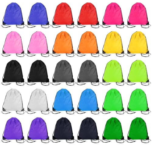 GBACHOOSE Sac de sport noir avec cordon de serrage PE Sac avec cordon de serrage Sac de sport étanche Sac de natation avec cordon de serrage Sac à dos pour voyage, natation, plage, sport, école, salle