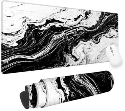 Grey Mouse Mat White Gaming Mouse Pad 600x300x3mm Large Mouse Pad, Gaming Keyboard Mousepad, Extended Mousemat, Waterproof Surface, Durable Stitched Edges, Laptop Desktop Gaming Desk Pad yv-641