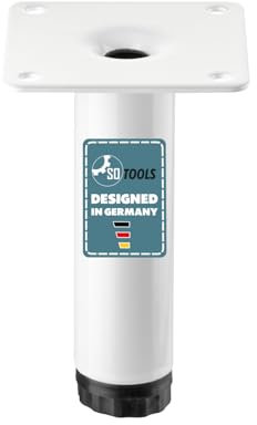 SOTOOLS Möbelfuß FurniFix D25x100 Weiß matt Höhenverstellbares Sofabein, rund, aus Metall für Schrank, Bett, Sofa, Tisch, Sideboard