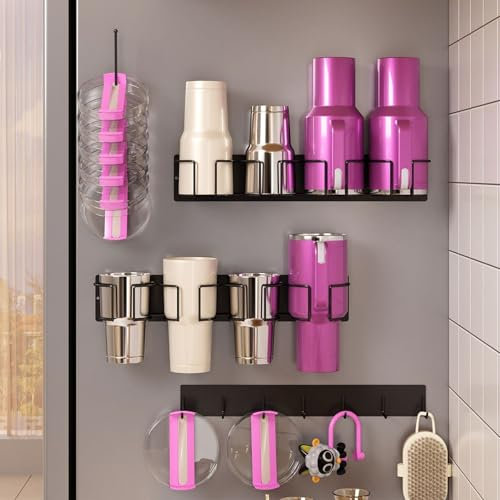 PakaLife Organizador de refrigerador que ahorra espacio y soporte magnético para tazas, organizador versátil de botellas de agua para vaso Stanley de 40 onzas, organizador de bebidas perfecto con