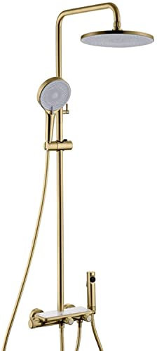 Sistema de ducha, juego de grifo de ducha, juego combinado de ducha de lluvia montada en la pared, juego de ducha de altura ajustable con cabezal de ducha de lluvia de 12 pulgadas, caño de bañera, roc