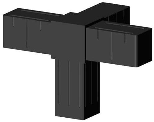 Raccordo a T, 2 assi, 3 aperture, profilo 20 x 20 x 1,5 mm, nero