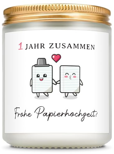 Giftasy Geschenk Zum 1 Hochzeitstag - Duftkerze mit Spruch, Papierhochzeit Geschenk, Geschenk zum Ersten Hochzeitstag