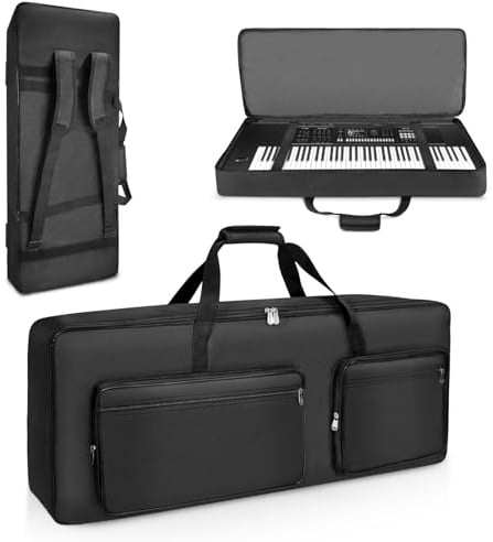 SUNDOY 76-Tasten Keyboard Tasche, Gig Bag mit 8 mm Polsterung | Innenliegende Fixiergurte · 8 mm Polsterung · Verstärkte Tragegriffe · Rucksack