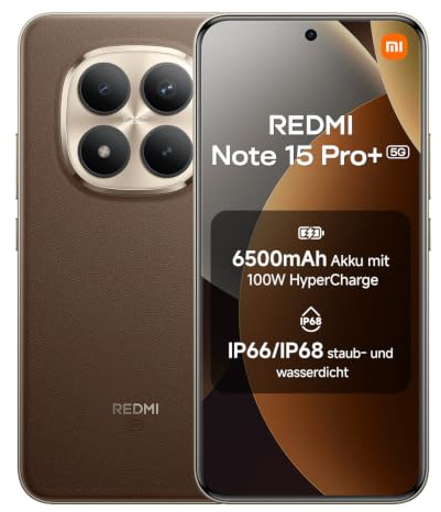 XIAOMI REDMI Note 15 Pro+ 5G Smartphone 12＋512 Go - Marron Mocha | Écran AMOLED 1,5K 6,83, IP66/IP68, caméra 200 MP nouvelle génération, 5G, 2 ans de garantie, chargeur non inclus