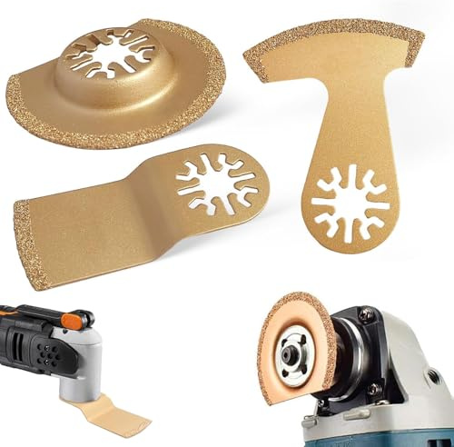JOYOLA 3 Pcs Carbide Oscillating Saw Blades, Multi-Tool Saw Blades, Multi Tool Ceramic Tile Cutting Blade, Masonry Oscillating Blades, Oscillating Saw Blades for Polishing Cement Grit Grinding