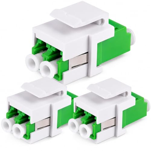 1aTTack.de 3x LWL Keystone Verbinder OS1 / OS2 (APC) LC-Duplex Buchse auf LC-Duplex Buchse Singlemode grün