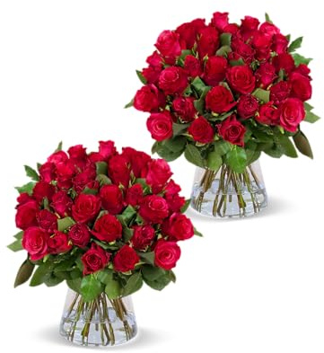 Blume Ideal Rosensträuße | 2x40 Rote Rosen (insg. 80 Stiele) | Ø 40–50 cm | Premium Rosen für Hochzeit & Deko | 7 Tage Frischegarantie | In verschiedenen Farben und Mengen