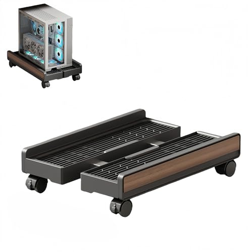 NUODWELL Verstellbare PC Ständer mit 2 feststellbaren Laufrollen | Universal Einstellbare CPU Halterung, PC Tower Ständer für Home Office Desk PC Computergehäuse Hauptrahmen
