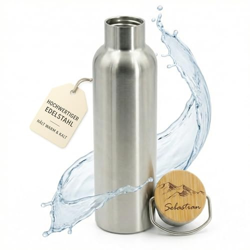 Trinkflasche Edelstahl Wander-Motiv, personalisiert