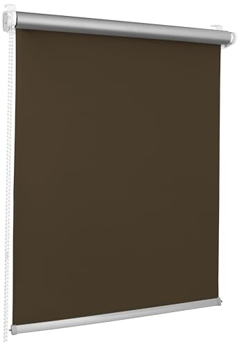 Print Cycero packaging Verdunkelungsrollo Thermo Klemmfix ohne Bohren - 90 x 220 cm braun - Fensterrollo, Seitenzugrollo, Sonnenschutz, Sichtschutz, Blendschutz - Thermorollo