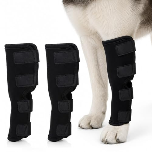 Jiahuade 2 Stück Kniebandage Hund Hinterbein,Hunde Sprunggelenk Schutz Bandage,Leckschutz Hund Hinterbein,Sprunggelenkbandage Hunde,Hundebandage für Wickel Wunde Verletzung,Zur Wundheilung