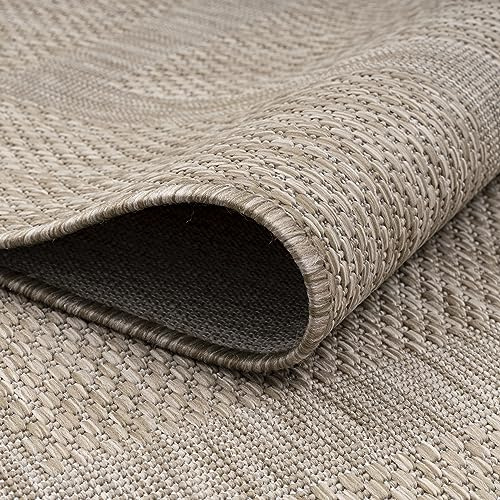KADIMA DESIGN Terrassenteppich Uni Modern Wetterfest Pflegeleicht Waschbar Strapazierfähig Robust Rund Beige 200x200 cm Terrasse Garten Fußbodenheizung geeignet Oeko-TEX | ALSTER