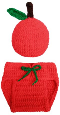 Artibetter Costume Tricoté pour Bébé Fille Design Fruit Cartoon, Bonnet et sous-vêtement en Fil Respirant et Élastique, pour Séance Photo Shower