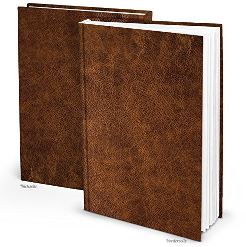 Logbuch-Verlag XXL Notizbuch Gästebuch Rezeptbuch Buch leer weiße Seiten A4 LEDER-OPTIK eigene Geschichte ohne alles Blankobuch braun vintage alt antik Tagebuch