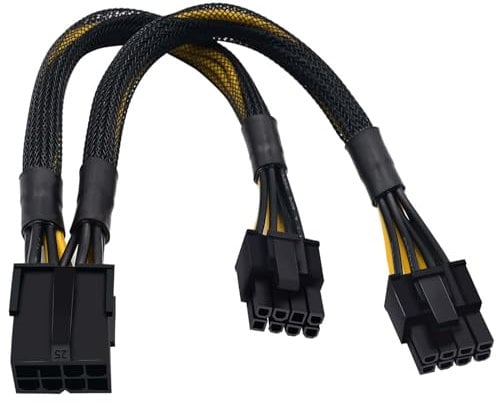 COMeap GPU VGA PCIe 8-polig Buchse zu Dual 2X 8 Pin (6 + 2) Stecker PCI Express Netzteil Geflochtener Y-Splitter Erweiterung Kabel 23 cm (9 Zoll)