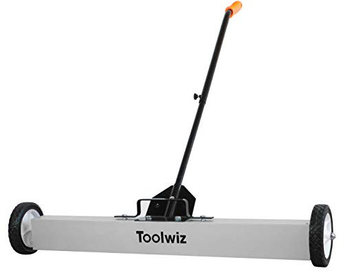 Toolwiz 91.44 cm/36'' Magnetic Sweeper with Wheels, 22.67 kg/50 Lbs Capacity Rolling Magnetic Floor Sweeper with Release Handle Industrial Magnets Heavy Duty Metal Pick Up