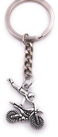 H-Customs Freestyle Motocross Bike Keychain Pendentif en métal argenté