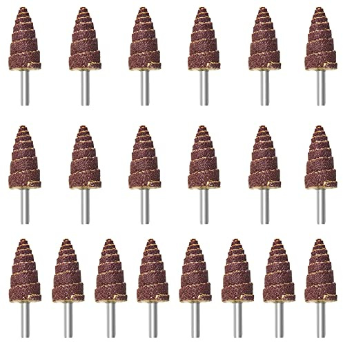 TOVOT 20PCS 20×40mm Cone Flap Mounted Flap Wheels Flap Sanding Wheels for Rotary Tools with 1/4 Shank - 80 Grit Abrasive Cloth