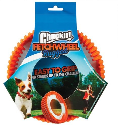 Chuckit! Rugged Fetch Wheel Dog Toy (1-Pack) | Durable Rubber, High Visibility, Floats in Water, Easy Pick Up and Throw
