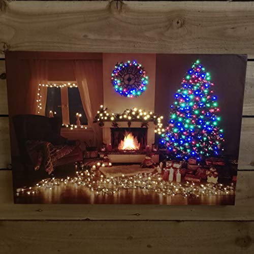 Sala festiva con pilas de la fibra óptica LED los 60x40cm del tiempo de nieve con la lona del fuego y del árbol