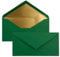 15 Brief-Umschläge DIN Lang - Dunkelgrün mit Gold-Metallic Innen-Futter - 110 x 220 mm - Nassklebung - festliche Kuverts für Weihnachten