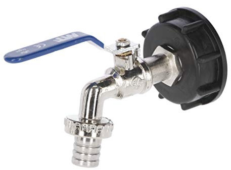 Kerbl Anschlusshahn für IBC-Container (mit Kunststoffadapter S60x6 für IBC-Container, mit PTFE-Gewebedichtband, mit 3/4 Schlauchanschluss, Wasserhahn) 221982