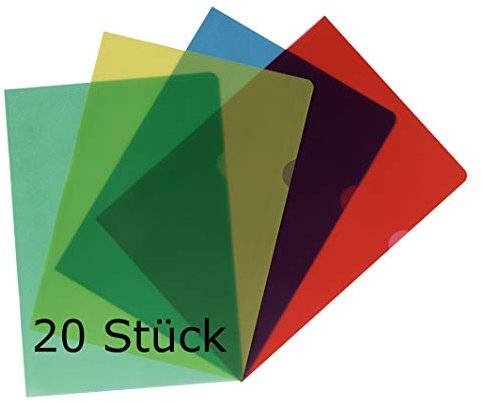 Herlitz 10843746 Aktenhülle A4 Standard, PP, 0,11 mm, transparent glasklar 100er Packung (A4, genarbt farbig sortiert, 1)