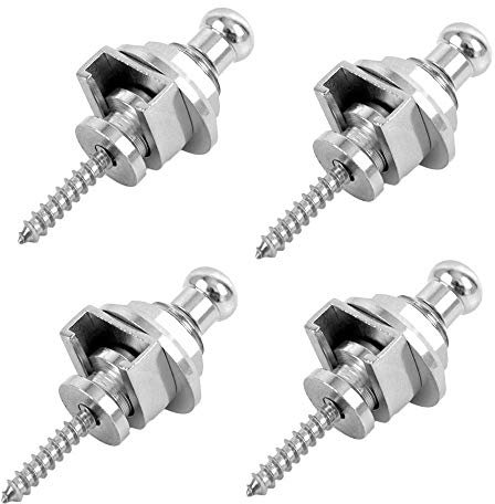Gasea 4pcs Guitar Strap Locks and Buttons Quick Release Security Straplocks for Electric Acoustic Guitar Replacement - Silver