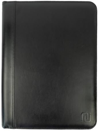 NEGOTIA Vintage Abbey Leder Dokumentenmappe A4, Handgemachte Mappe für Notizen, mit Kartenfächern und Dokumententaschen, Leder Schreibmappe für Büro, Schwarz