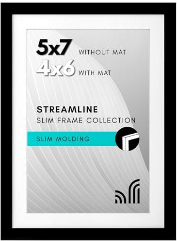 Americanflat Bilderrahmen 13x18 cm in Schwarz – Bilderrahmen 10x15 cm mit Passepartout und 13x18 cm ohne Passepartout - Schmaler Fotorahmen mit Bruchsicherer Scheibe für Wand und Tischplatte