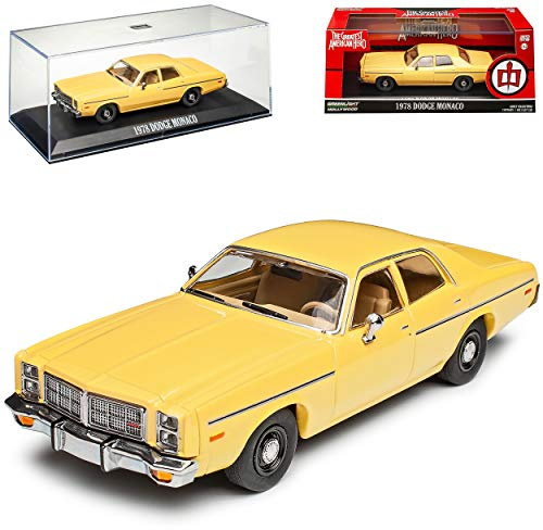 Defekte Vitrine Dodge Monaco Limousine Gelb The Greatest American Hero 3. Generation 1976-1978 1/43 Greenlight Modell Auto mit individiuellem Wunschkennzeiche