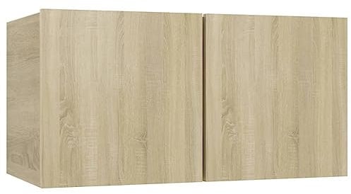 vidaXL Meuble TV Suspendu, Armoire de Télévision, Meuble Télé de Salon, Armoire Murale, Centre de Divertissement Salle de Séjour Intérieur, Moderne, Chêne Sonoma
