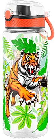 Home Tune Cute Water Bottle for School Kids Girls, BPA FREE Tritan & Leak Proof & Easy Clean & Carry Handle, 23oz/ 680ml - Tiger