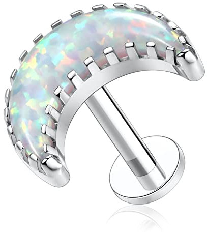 16G Titan Labret Ohrstecker Flatback Ohrringe Mondform Opal Lippen Ohrstecker Tragus Piercing Schmuck Ohrringe mit Innengewinde 8mm Monroe Medusa Helix Ohrstecker Silber Lobe Knorpel Conch Ohrringe