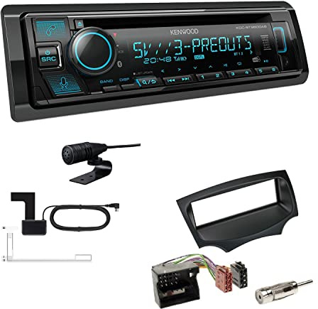 Kenwood KDC-BT960DAB 1-DIN Autoradio CD-Tuner mit Bluetooth Digitalradio DAB+ inkl. Einbauset passend für Ford KA ab 2008 schwarz