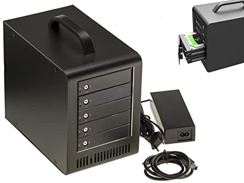 KALEA-INFORMATIQUE Alloggiamento USB 3.0 5G per 5 unità disco SATA. Alimentazione 78W, capacità 80TB. Materiale Raid 0 1 3 5 10 Clone grande