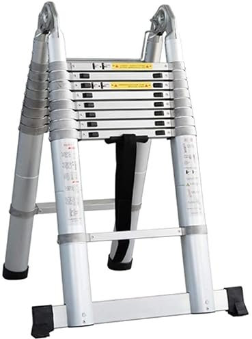 OKUOKA Leitern,Aluminium-Teleskop-Verlängerungsleiter Leichte A-Rahmen-Klappleiter mit Stützstange und Scharnieren Tragbare Leiter für den Hausgebrauch/6M/18.4Ft