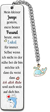 Enkel Lesezeichen Geburtstags Geschenk Mann Weihnachtsermutigung Abschied ZurüCk Zur Schule SchäTzen Erinnerung Gehe UniversitäT Andenken Niedlicher Wal Mein Bester Freund Heute Mein Enkel FüR Immer