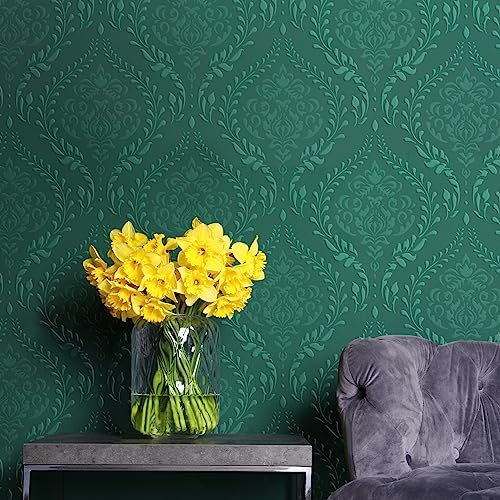 GSS Designs Damast-Wandschablonen zum Malen, 40,6 x 53,3 cm, große Damast-Blumenschablonen für Wände, Möbel, Stoff, Holz, Böden, Damastmuster, Wandschablone
